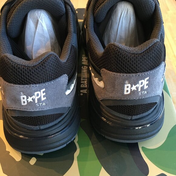 A Bathing Ape Shark Sta #1 "Black/White" 0ZXSHM191323M Sz 9.5 NEW - Picture 4 of 9